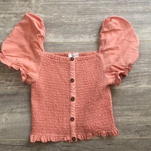 Love Tree crop top with button up and fun sleeves.  Size medium